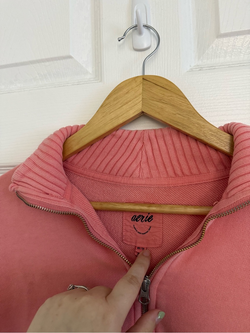 Aerie Pink Quarter-Zip Pullover Sweatshirt - Picture 5 of 6